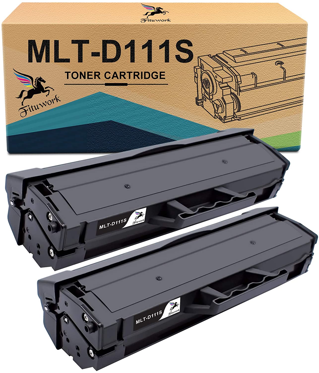 Fituwork 1Black Reemplazo Compatible para Samsung MLT-D111S Cartucho de Toner Trabajado para Samsung Xpress M2070 M2070W M2020 M2020W M2022 M2022W M2070FW 1B - 1Pack 